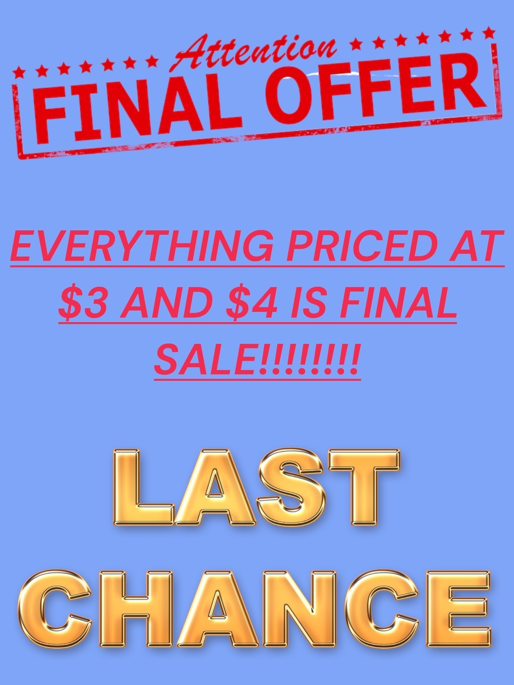 ‼️FINAL SALE ON ITEMS LISTED FOR $3 AND $4‼️